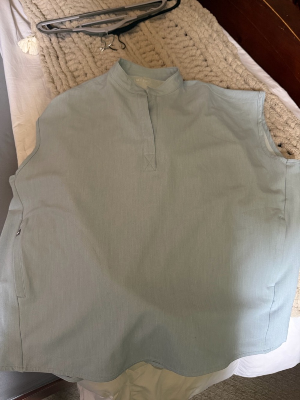 Figs Women's Light Sage Green Sleeveless Mock Neck Top